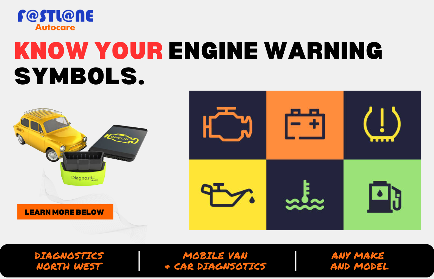 Engine Warning Symbols - Car & Van Diagnostics North West Car Warning Symbols - Know The Difference : Engine Warning Symbols : Car Diagnostics Specialists North West